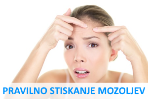 ženska stiska mozolj na čelu