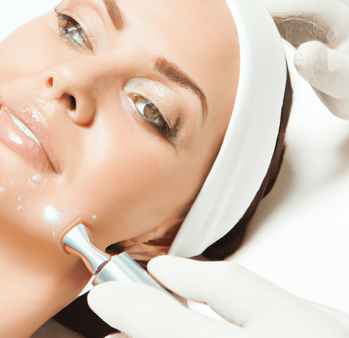 Ženska na tretmaju z diamantnim pilingom